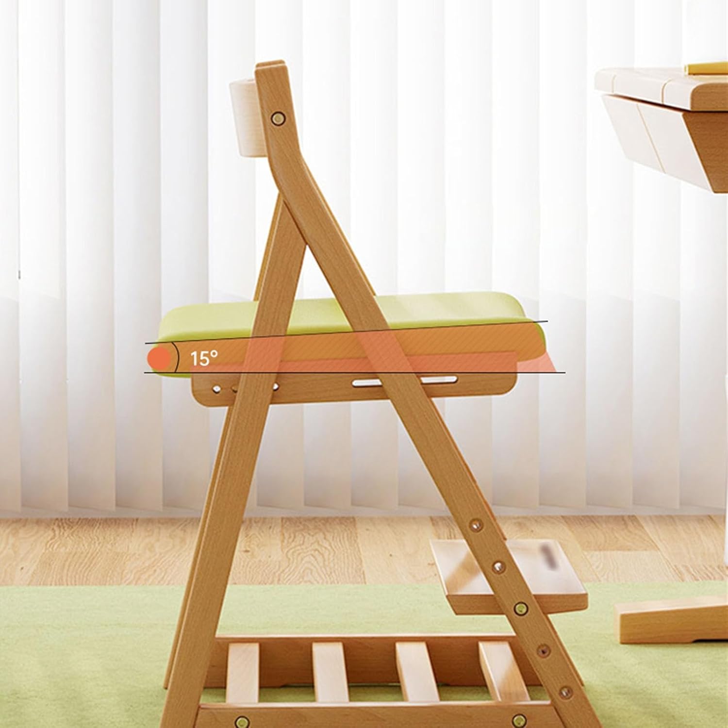 Office Computer Desk Chair- Kids Study Chair Wooden Adjustable Household Dining Chair Can Lift Computer Chair Small Students Desk Chair(Pink)