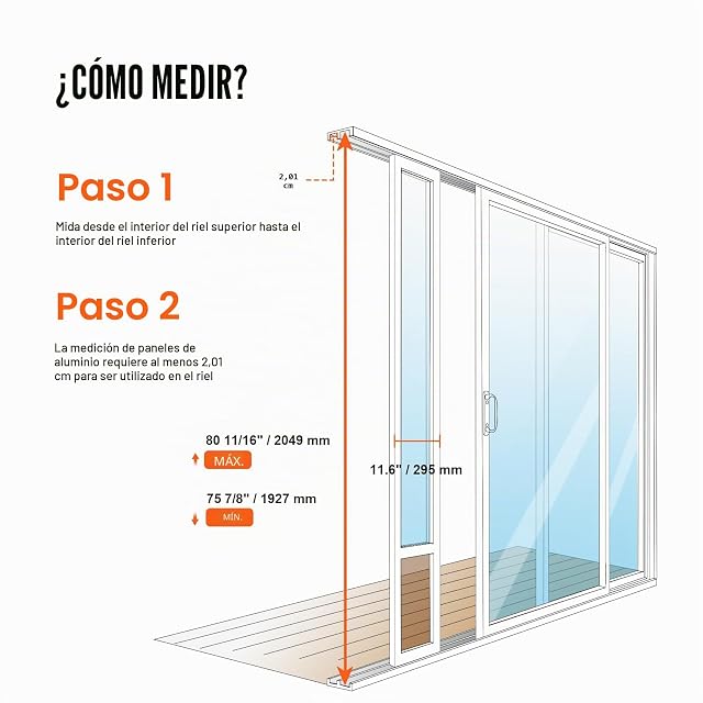 Foto 4 de 8 de VEVOR Puerta Corrediza de Vidrio para Perros Altura Ajustable 209,6 x 311,2 x 1927-2049 mm Puerta…