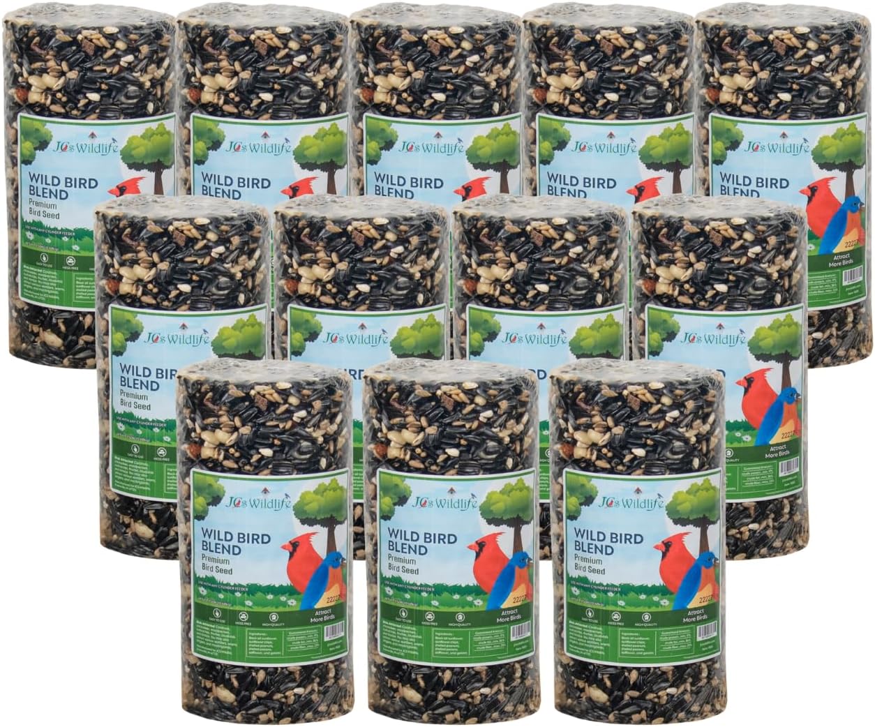 JCs Wildlife Wild Bird Blend Premium Bird Seed Small Cylinder with Hole, 1.5 lb (4 Cylinder)