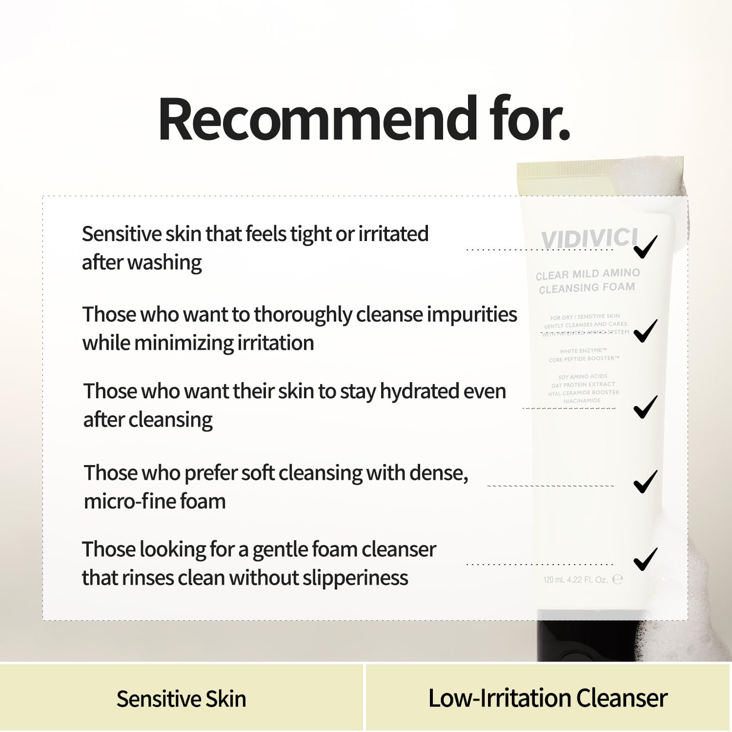 VIDIVICI Clear Mild Amino Cleansing Foam – 120ml | Gentle Hydrating Amino Acid Face Wash K-Beauty Daily Cleanser for Clean, Soft & Balanced Skin. - Image 6