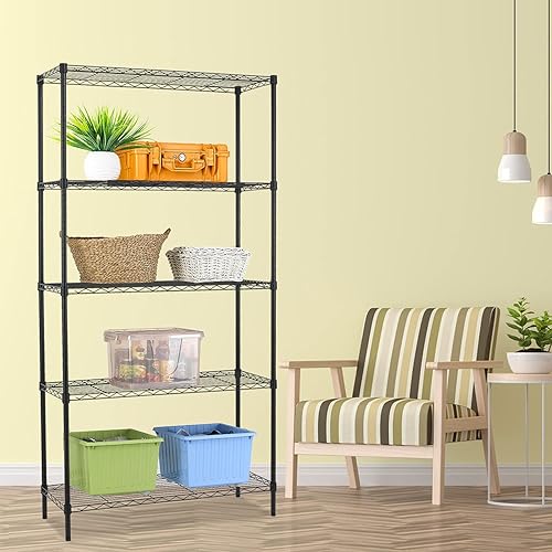Miniatura 2 de NChanmar Estantería de alambre de 5 niveles, estantes de metal, estante de almacenamiento de metal resistente, NSF, altura ajustable para el hogar,