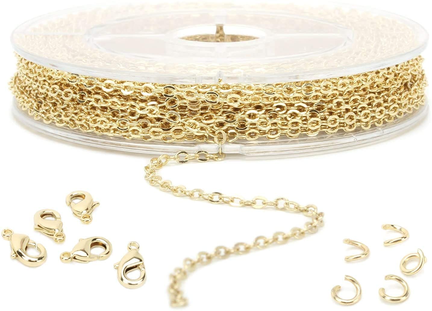 TIPARTS 33FT Gold Plated Cable Chain Bulk Spool - 2mm Stainless Steel With 20 Clasps & 50 Jump Rings For Jewelry Making - View #13