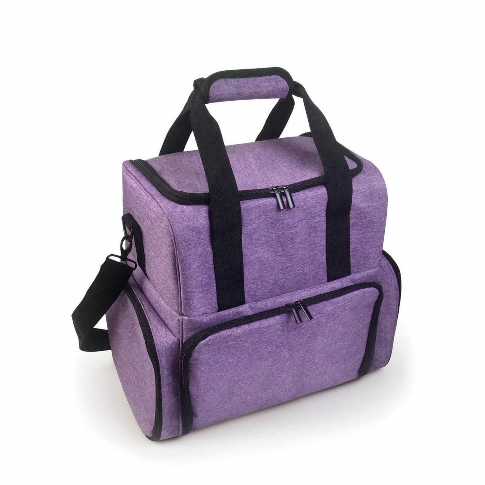 MERIGLARE Nagellack Organizer Tasche Aufbewahrung Koffer Etui mit Schultergurt Tragegriff Seitengriffen Und Herausnehmbarer Trennwand aus Nylon für Unterwegs, Array, Lila, 41.5x23.5x34.5cm