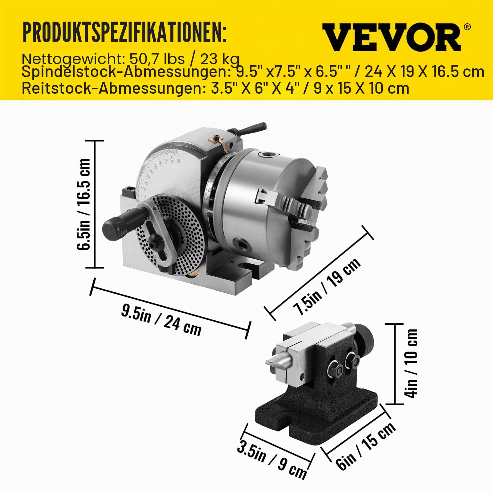 VEVOR Teilungskopf Indexierplatte BS-0, Trennplatte aus Gusseisen, Teilungskopf, ideal für vertikale/horizontale Fräsmaschinen, Drehtische, kreisförmige Schneid- und Bohrarbeiten