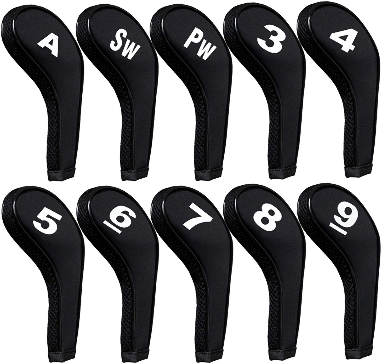 Andux Number Print Golf Iron Club Head Covers with Zipper Long Neck RH 10pack/Set