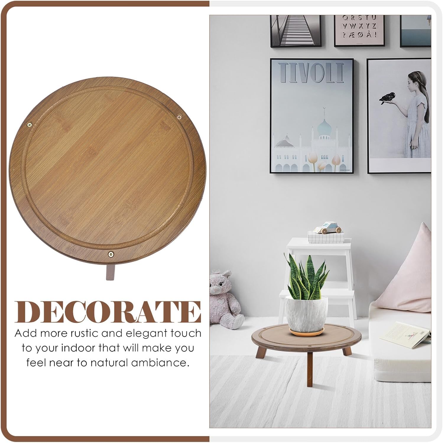 Plant Stand for Indoor Plants Single Layer with Walnut Finish for Office Balcony Bedroom Tabletop