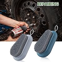 Vista 4 de 2 cepillos de uñas resistentes para limpiar las uñas, cepillo de uñas azul y gris, cepillo duradero con cerdas rígidas para uñas, cepillo de mano