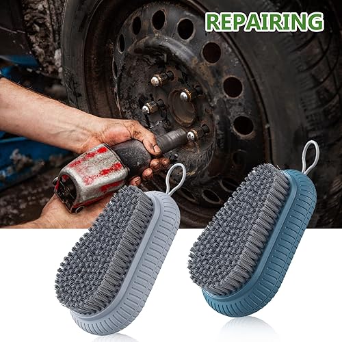 Miniatura 4 de 2 cepillos de uñas resistentes para limpiar las uñas, cepillo de uñas azul y gris, cepillo duradero con cerdas rígidas para uñas, cepillo de mano