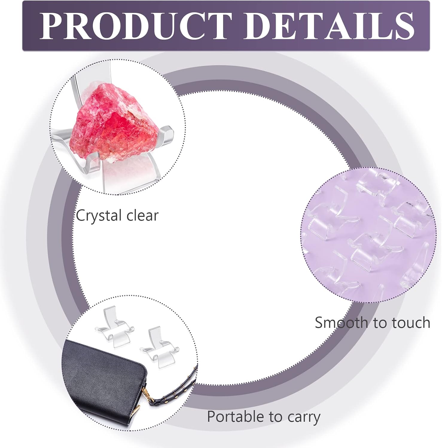 CHENGU 100 Packs Acrylic Triangle Display Holder Clear Plastic Display Easel Stands Crystal Display Clear Display Stand Collectibles Acrylic Stands for Rock Mineral Agate Coral Geodes(Small)