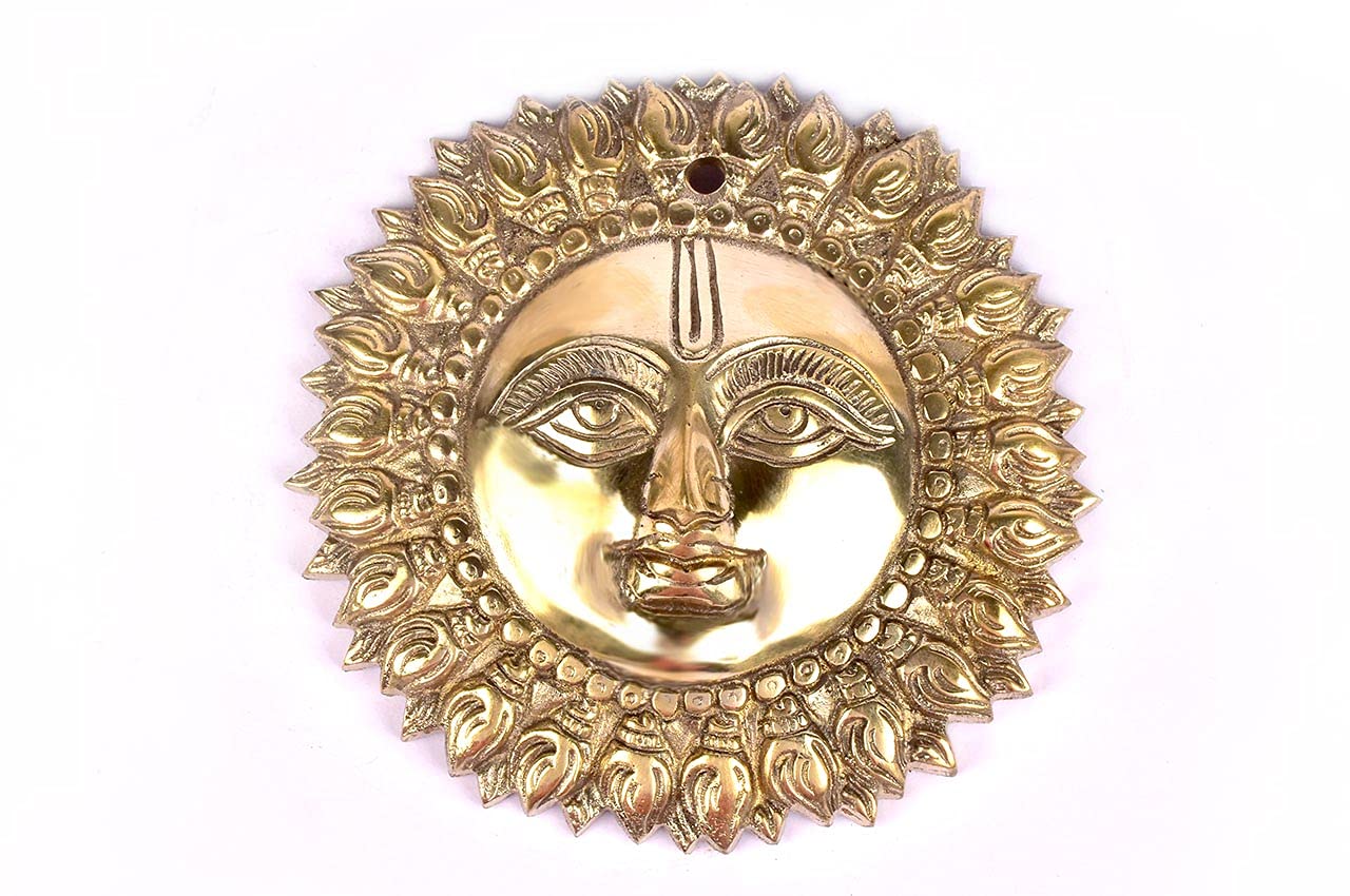 Rudra Centre Brass Surya Dev for Home Decor, Happiness and Stability at Home & Office, Handcrafted with Antique Look (Sunface)