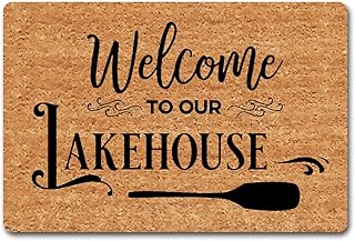 Funny Welcome Doormat for Entrance Way Indoor Welcome to Our Lakehouse Personalized Absorbent Doormat Front Porch Rugs Indoor Funny Home Decor Doormat Anti-Slip Welcome Mats23.7(L) x 15.9"(W)