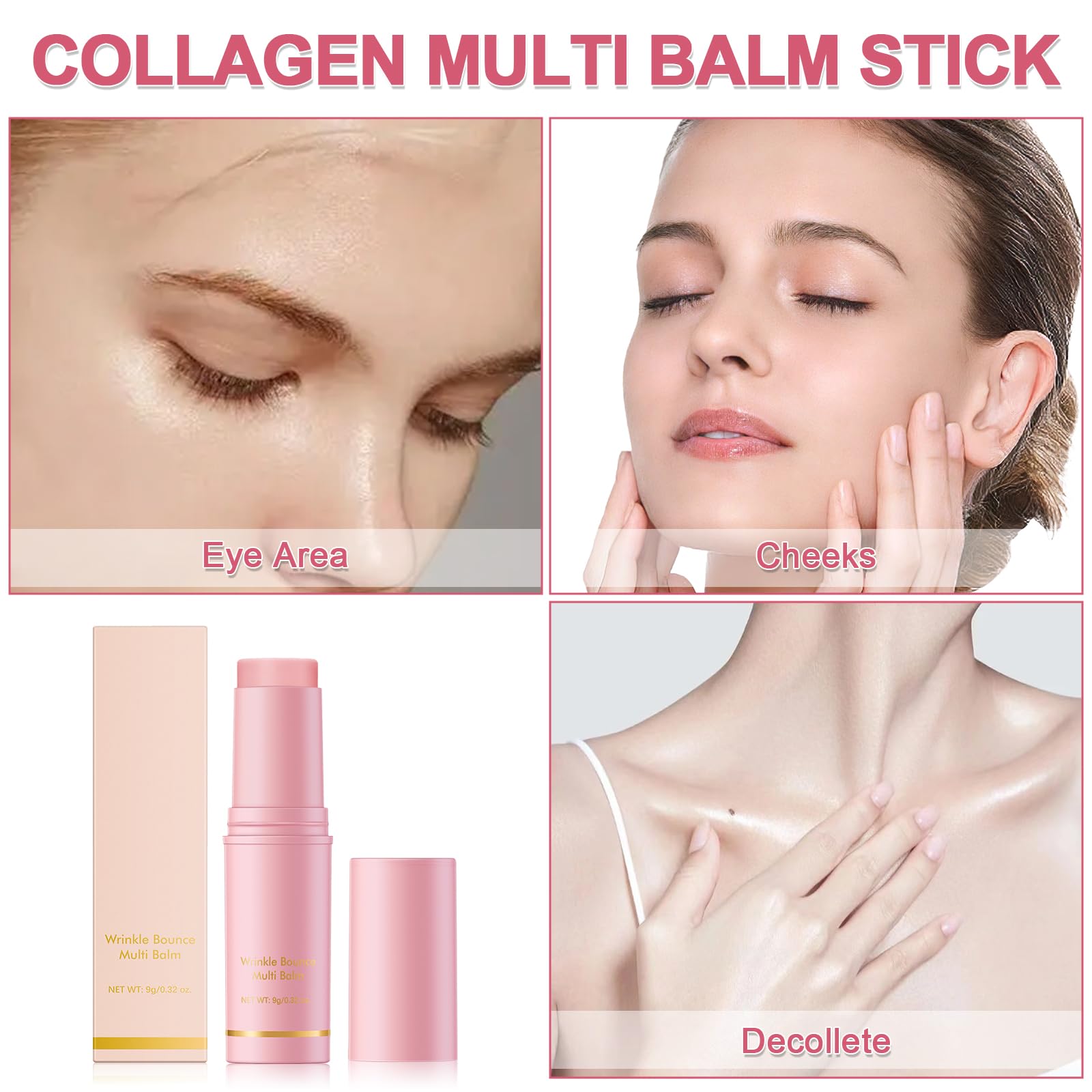 Collagen Wand Stick,3 Pcs Pure Collagen Wand,Anti Wrinkle Bounce Stick,Suitable for Eye Area Cheeks, Neck and Other Areas - Image 4