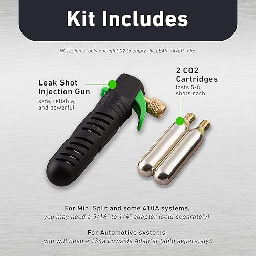 Miniatura 3 de Leak Saver Leak Shot Basic - Inyector de CO2 para una fácil instalación de selladores y aditivos (sellador no incluido) - para acondicionadores de