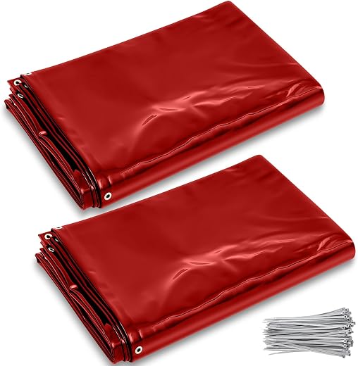 Vincreem 2 Pcs Welding Curtain Safety Transparent Welding Screen with Fixed Belt for the Stand of 6 x 8ft Fireproof Resist...