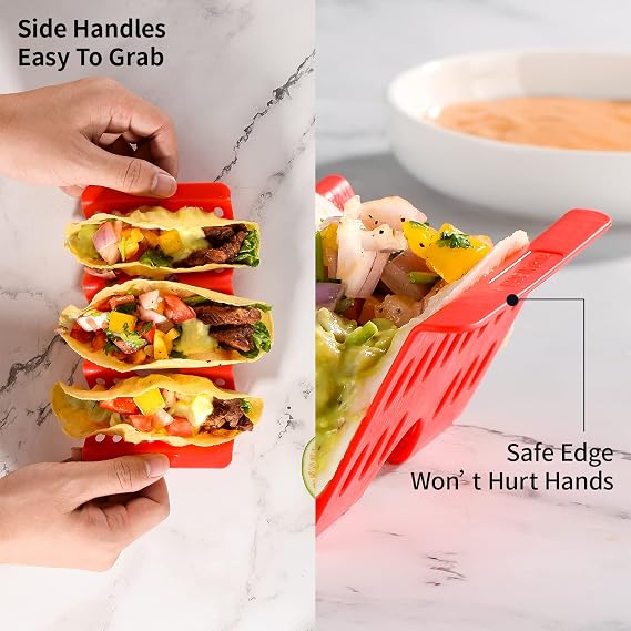 Taco Holders Set of 12, Plastic Taco Stand for Hard/Soft Taco Shells