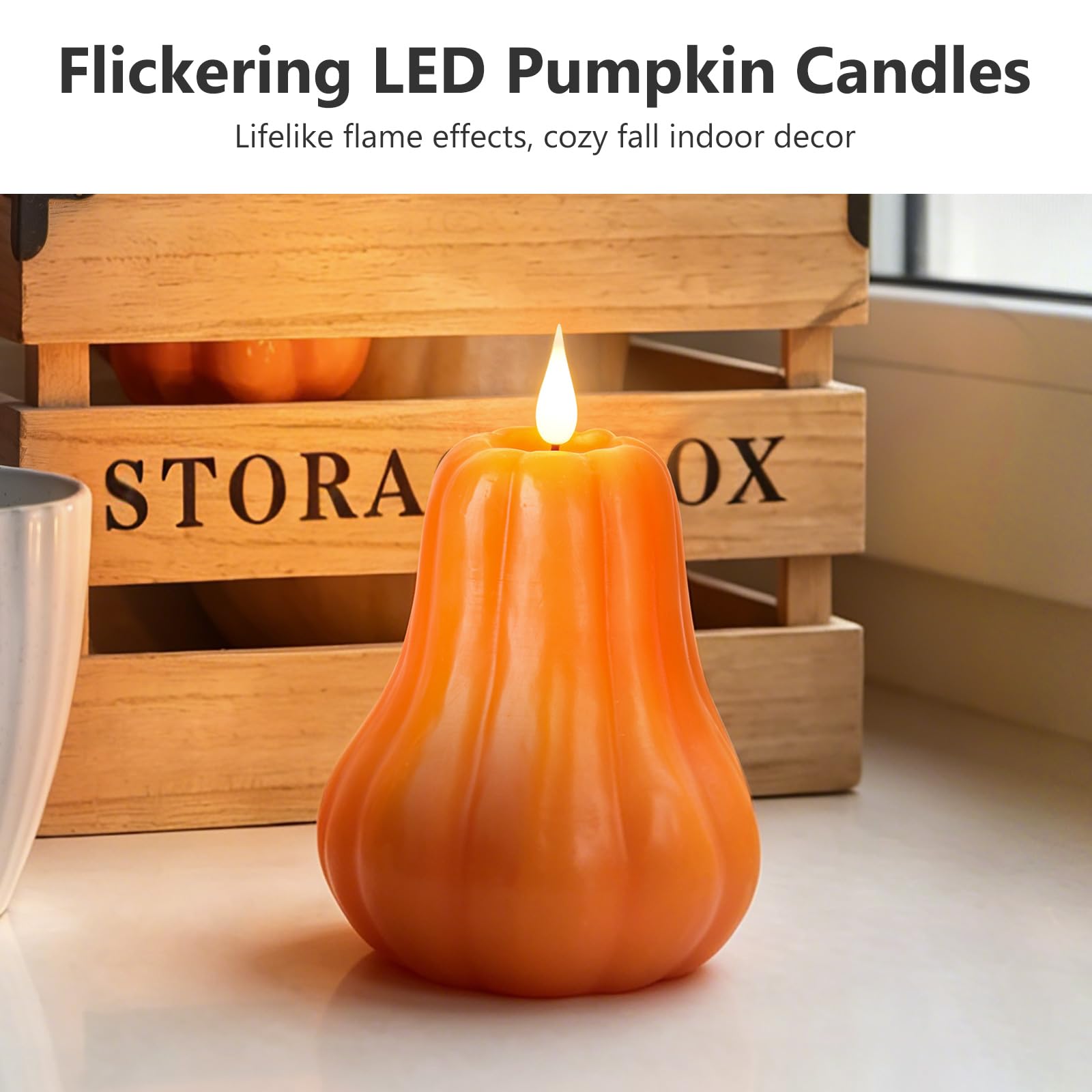 Confezione da 1 candela a forma di zucca senza fiamma, candela LED tremolante, candela a batteria, vera cera, decorazione per la casa, Halloween, Ringraziamento e autunno, candele senza