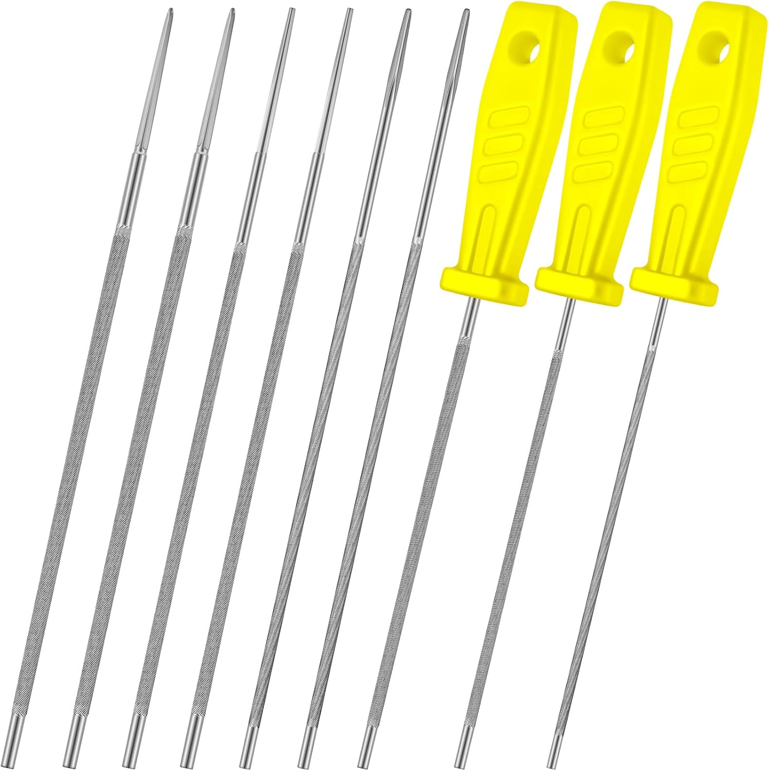 Chumia 6 Pcs Chainsaw Chain File with 3 Plastic Handles for