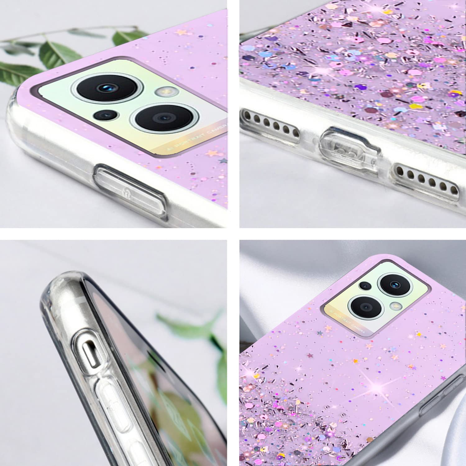 Compatibile con Cover OPPO Reno 8 Lite 5g Trasparente Brillantini