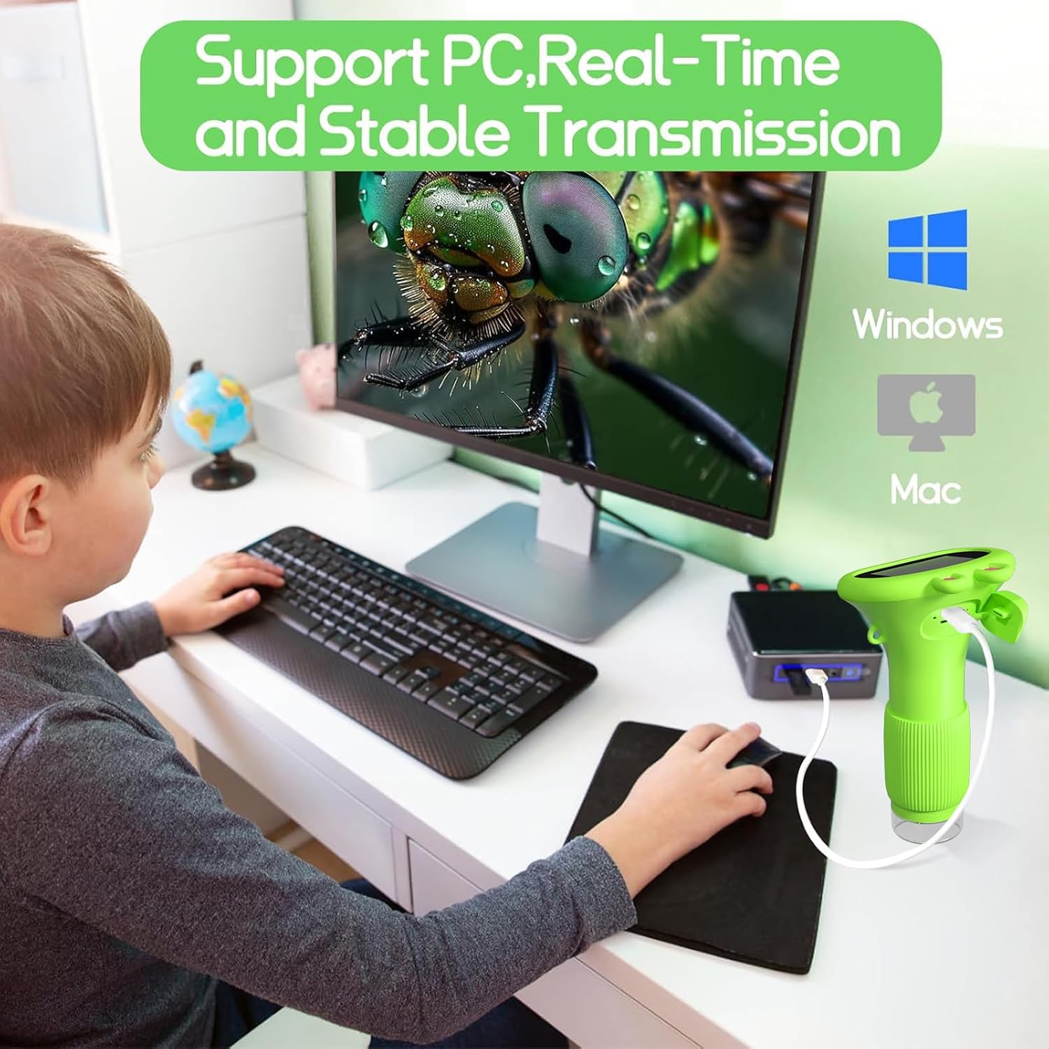 WINWEND Kids Microscope Pocket Microscope -1000X Portable Microscope for Kid | Photo and Video Mini Microscopes | 2'' Digital Little Scientist Microscopes for 3-10 Age Years Old Boys Girls Toys Gifts