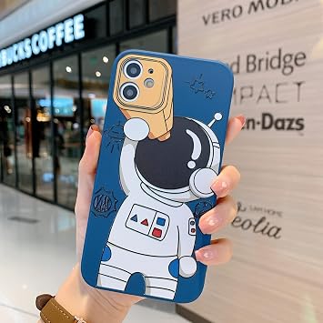 Yonds Queen iPhone 7 Plus / 8 Plus用ケース 漫画 宇宙飛行士 宇宙飛行士 かわいい デザイン スタイリッシュ バンパーカバー ソフト TPU ゴム 保護 滑り止め 耐衝撃ケース ブルー 望遠鏡 iPhone 7 Plus / 8 Plus