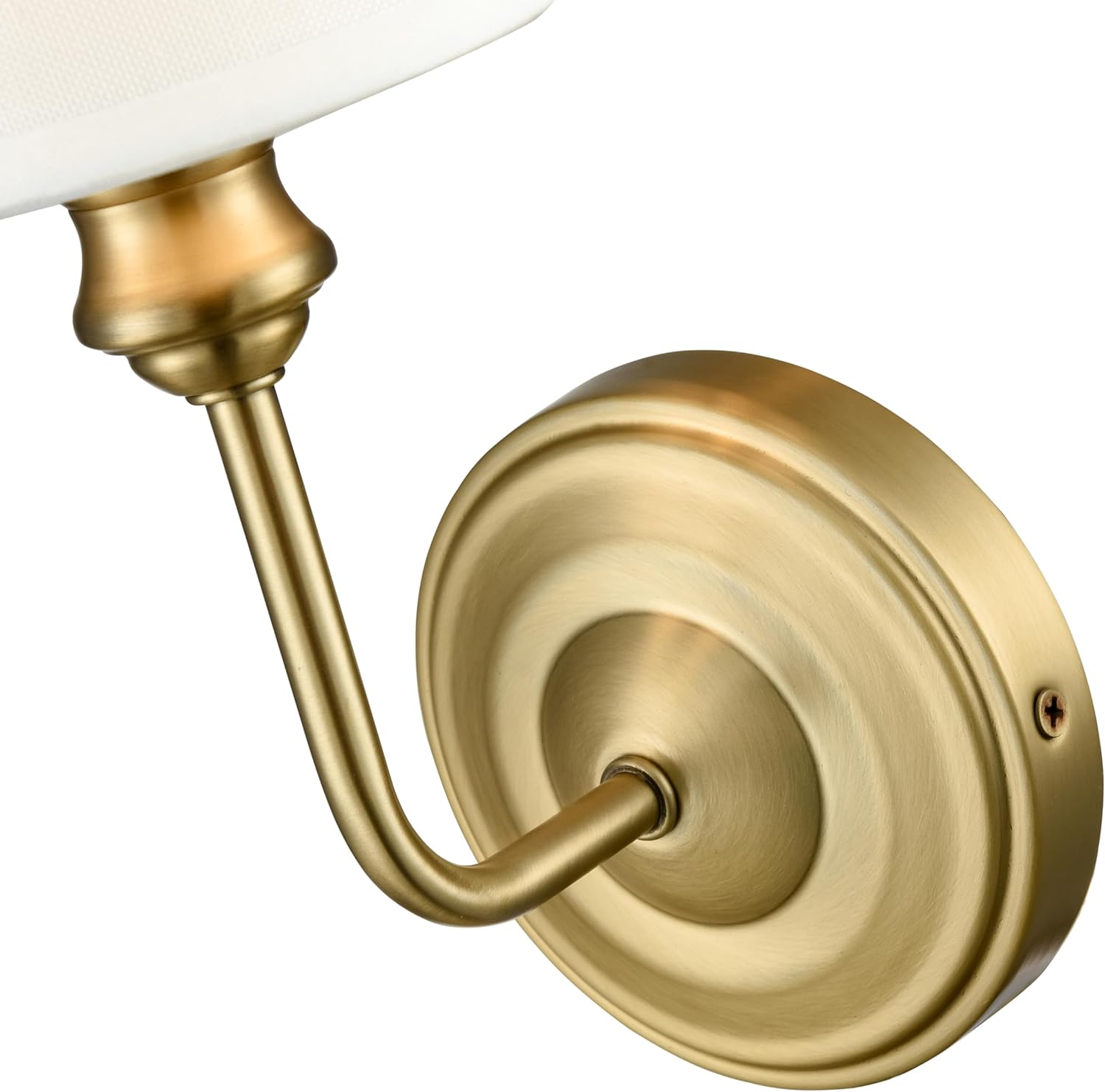 ML Lighting | Leena Collection | 99801-VB | Indoor 1 Light Wall Sconce in Vintage Brass with White Fabric Shade | Elegant and Versatile Design for Any Bathroom