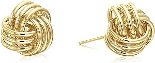 14k Gold Love Knot Stud Earrings, 11mm Diameter, Push-Back