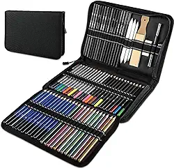 Kit Desenho Profissional 72 Pçs/Conjunto, Lápis de Cor Profissional, Esboço E Lápis, Inclui Lápis de Cor Metálicos Solúveis em Água, Charcoal para Profissionais