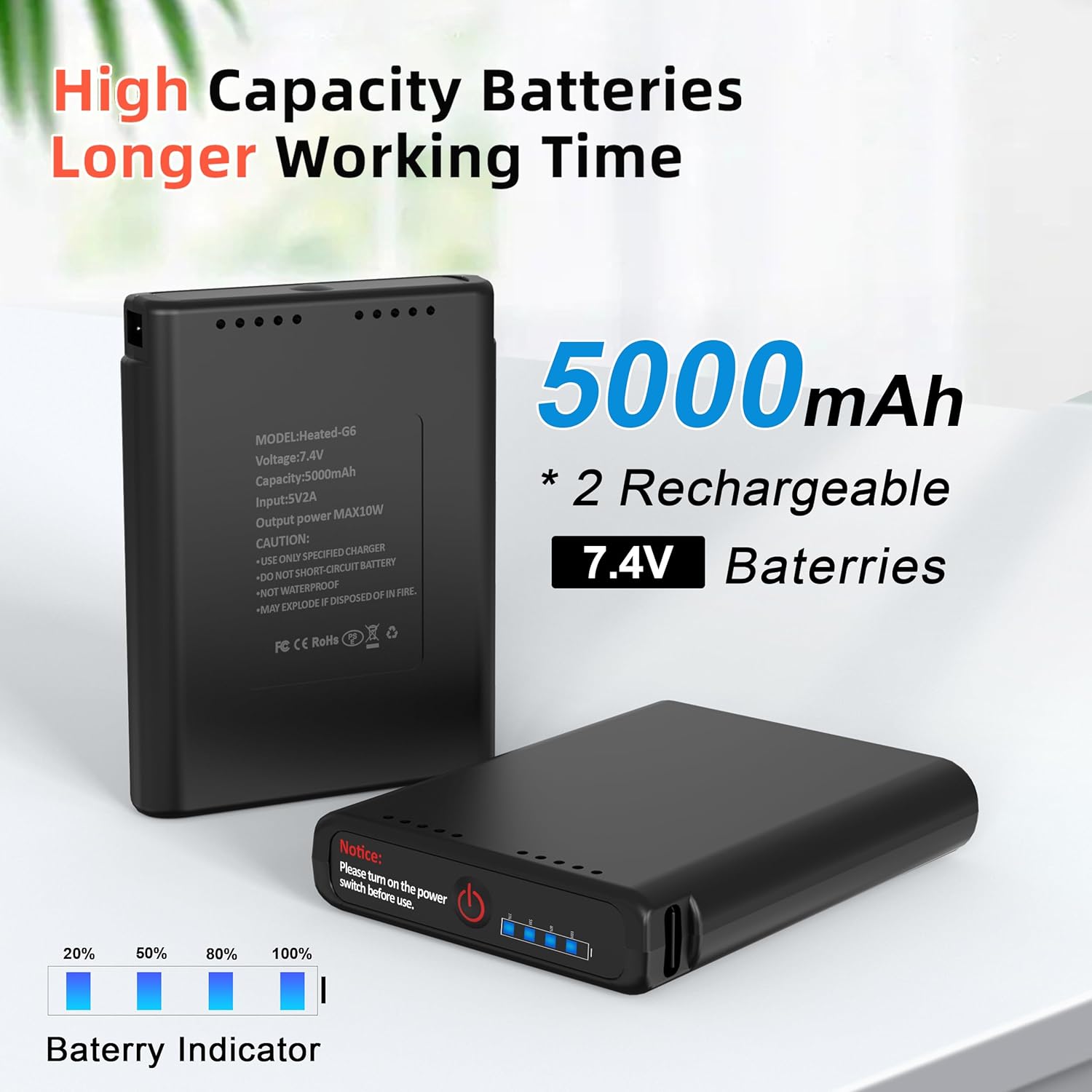 Rechargeable Heated Gloves for Men Women,7.4V/2 5000mAh Battery Electric Gloves with 4 Temperature Modes,Camping Hand Warmers Glove for Motorcycle Skiing Driving Hunting Cycling - Image 3