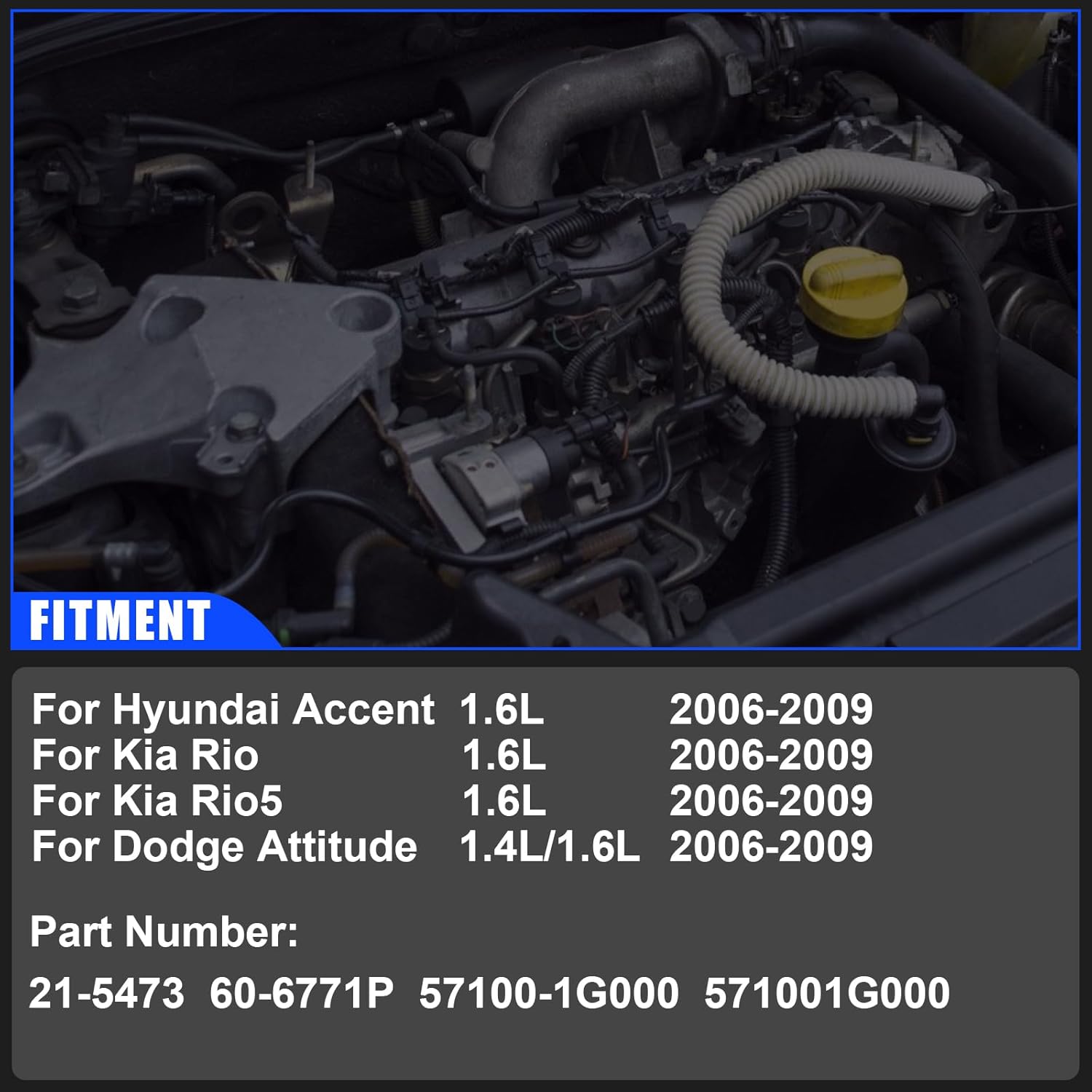 571001E000 Power Steering Pump with Pulley, For Kia Rio 2006-2009 1.6L, For Rio5 2006-2009 1.6L, For Hyundai Accent 2006-2009 1.6L, For Dodge Attitude 2006-2009 1.4L/1.6L, OE# 21-5473