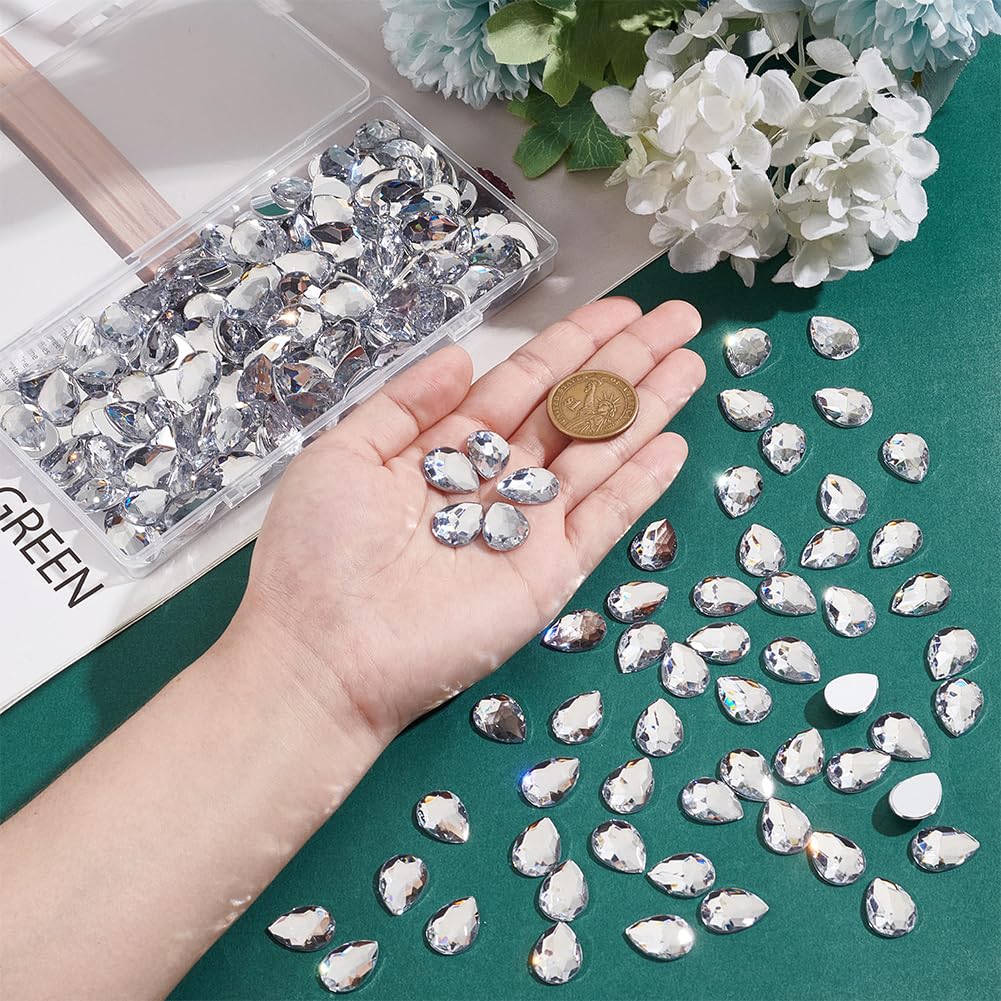 FINGERINSPIRE 250 Pezzi 18x13mm Acrilico Strass Gemme con Contenitore AB Colore Acrilico Gioielli Abbellimenti Cristalli Retro Piatto Acrilico Gioielli