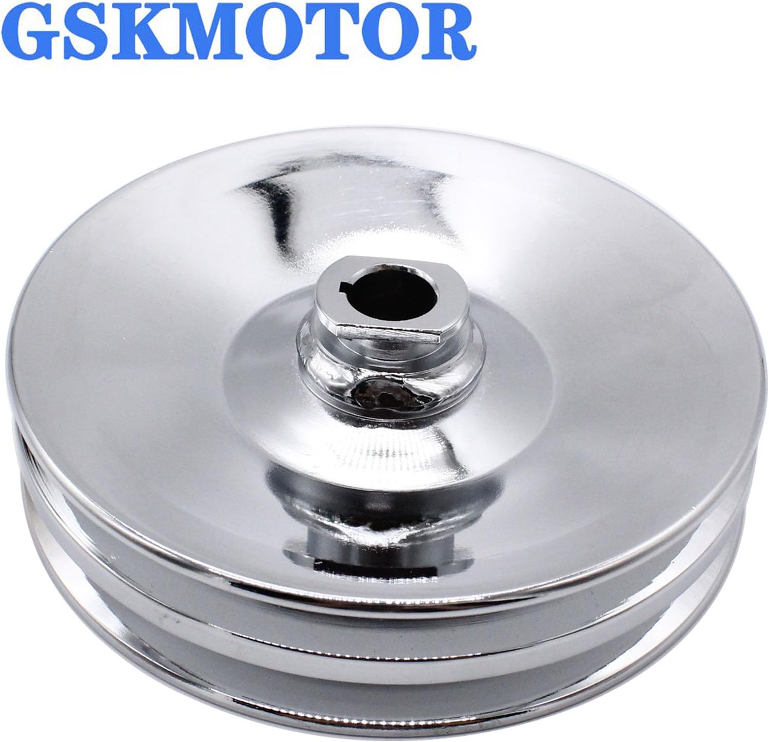 Chrome GM Double Groove Power Steering Pump Pulley Key Way Compatible with Chevy SBC BBC 350 454