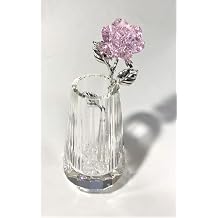 Pink Crystal Rose in Crystal Vase - Crystal Pink Flower in Crystal Vase - Rose Figurine