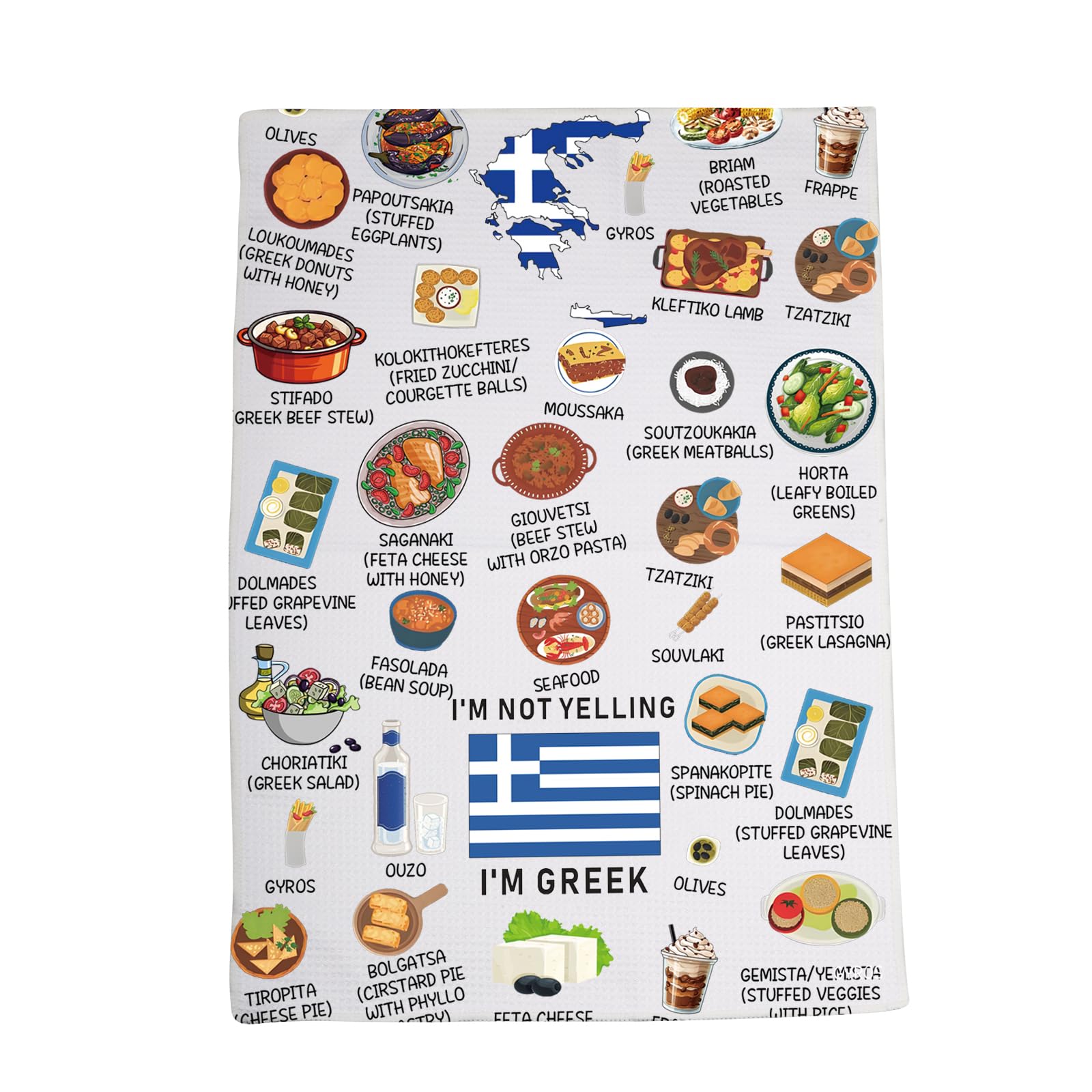 Greece Country Map Europe Cuisine Lover Kitchen Towel Mom Dad BFF Greek Food Cooking Travel Tea Towel (Greek)