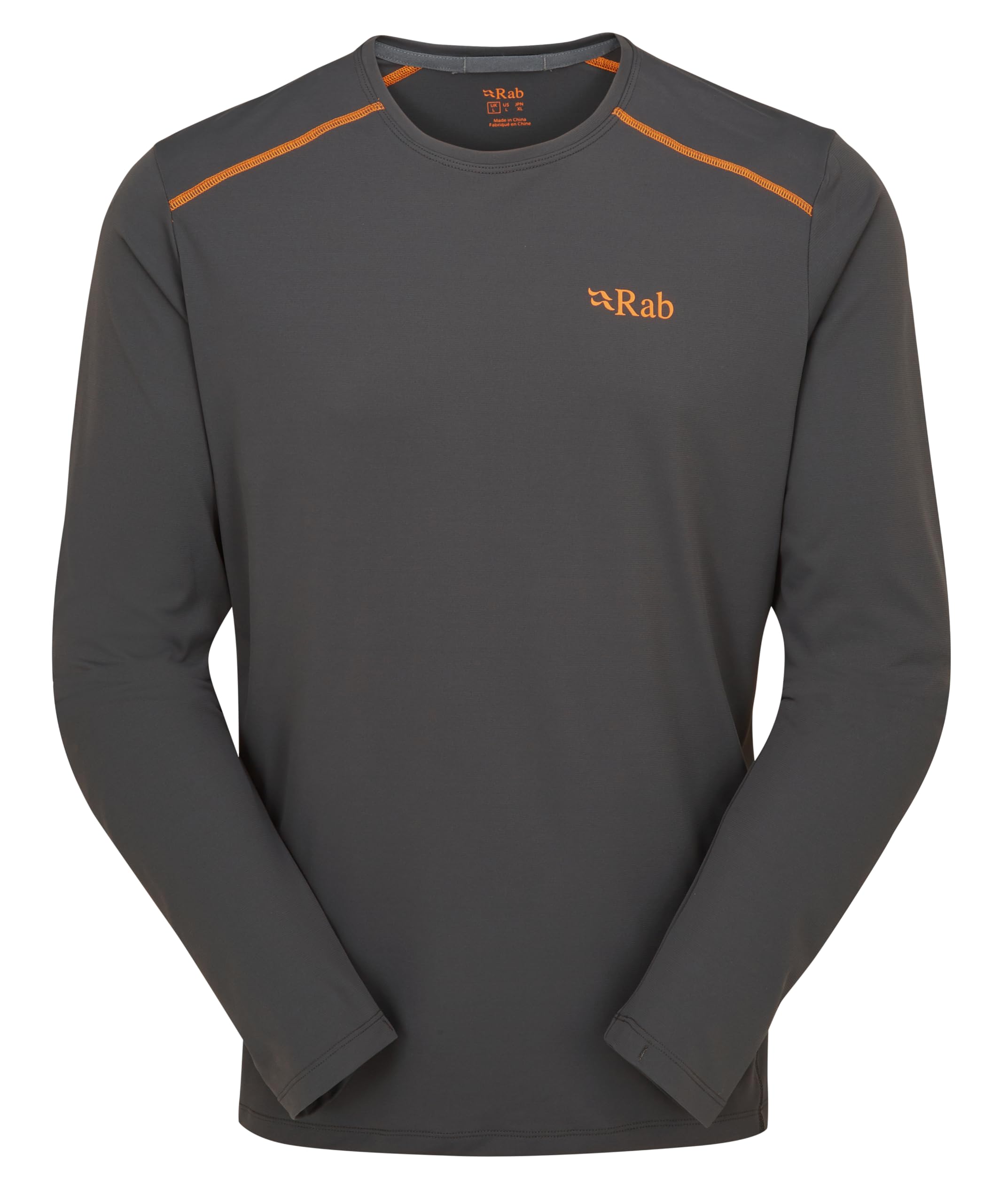 Rab Men's Force LS Tee Lightweight Long-Sleeve T-Shirt for Trekking, Climbing, & Trail Running - Graphene - X-Large