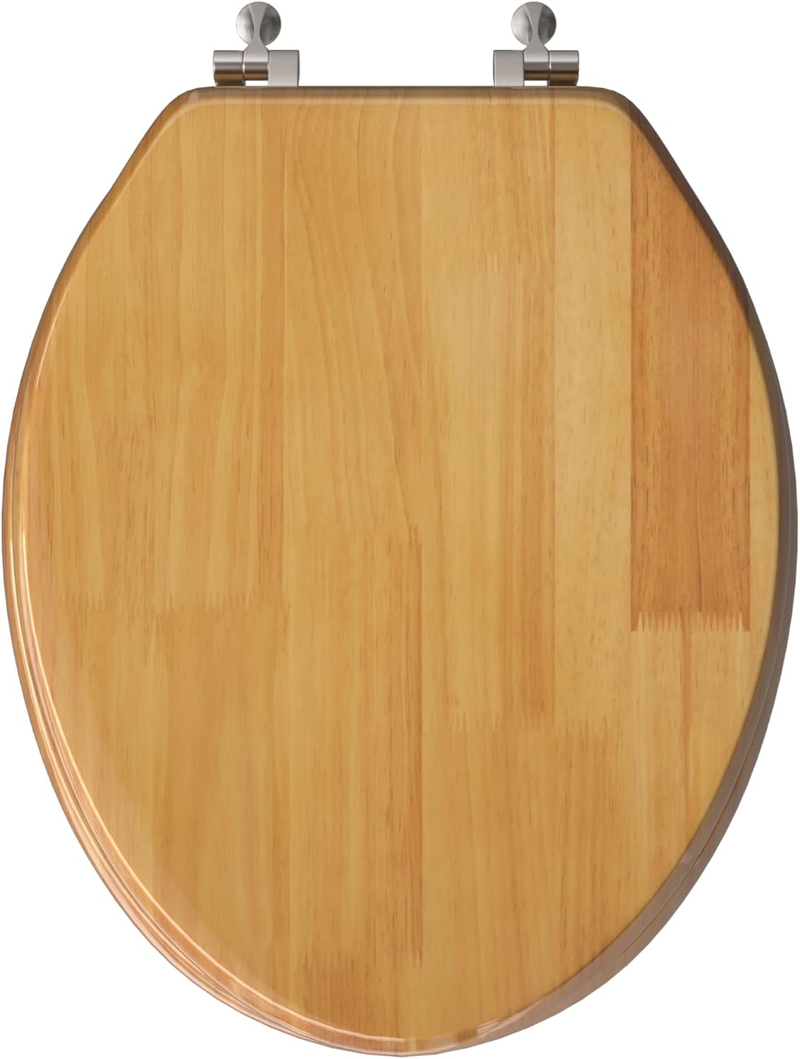 Comfort Seats C1B1E-17BN Designer Solid Wood Toilet Seat with PVD Brushed Nickel Hinges, Elongated, Oak