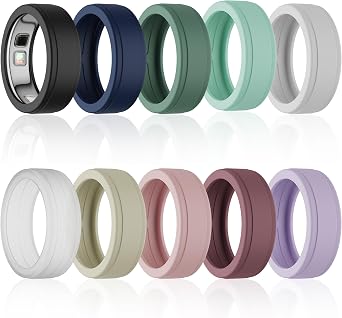 Ring Cover Compatible with Oura Ring 5, 10 Pack, Anti-Scratch, Anti-Slip Gym Support Charging with Cover on, Elastic Silicone Ring Protector for Men Women Working Out M for 10/11/12/13