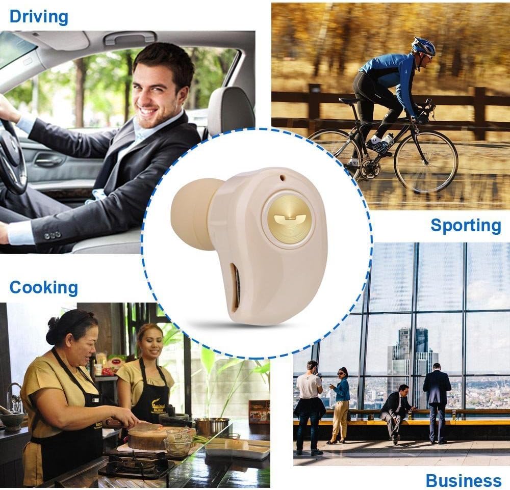 Mini Invisible Bluetooth Earbud,V4.1 Stereo Wireless Bluetooth Earphone with Built-in Mic,Sports Noise Cancelling in-Ear Headphone for iPhone Samsung and Other Android Phones (Gold)