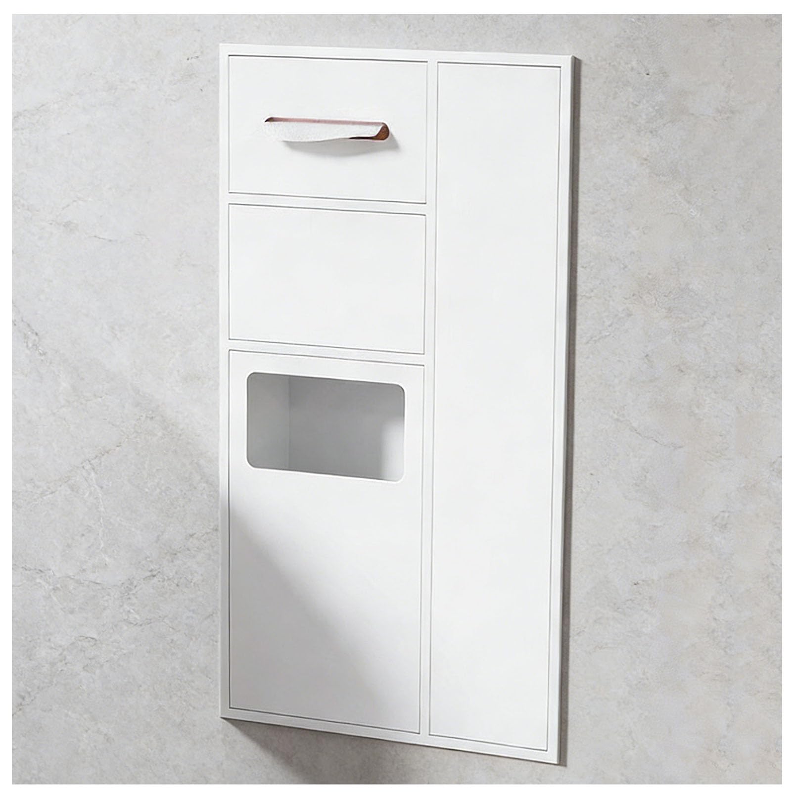 MESCXTY Stainless Steel Recessed Bathroom Niche, Embedded Hidden Trash Can Cabinet with Tissue Holder, Toiletries Storage Rack Organizer, Commercial Waste Bin Toilet Brush Holder