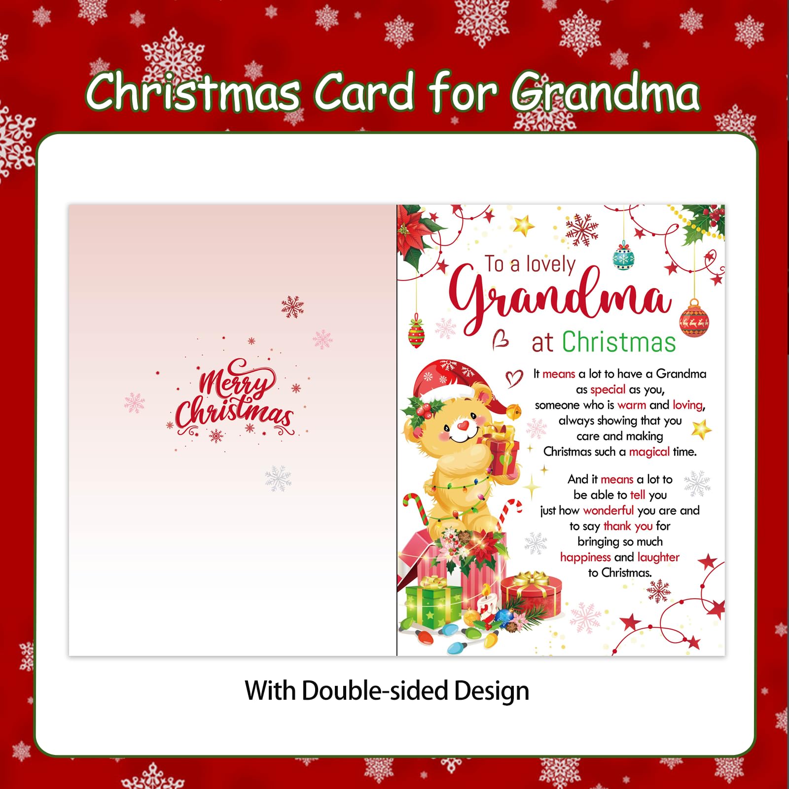 HOWAF Grandma Christmas Card, Xmas Card Grandma Gifts & Keyring, Gifts for Christmas - Image 3