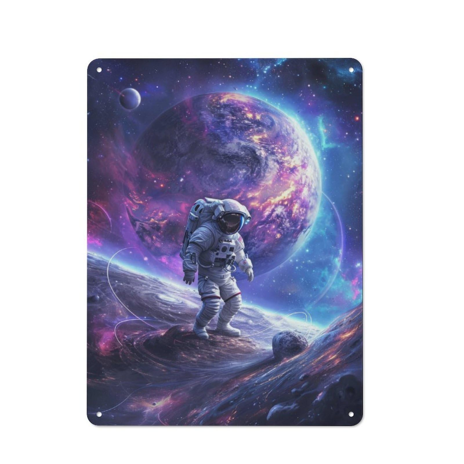 Garden Style Tin Sign 40x30cm Featuring Space Astronaut, Shed Wall Decor for Patio Bar, Workshop, Shed Or Kitchen