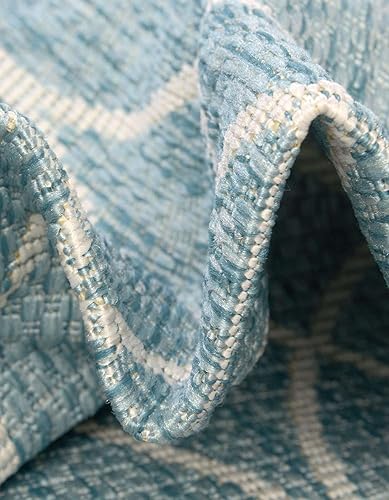 Miniatura 7 de Unique Loom Outdoor Trellis Collection - Alfombra de área - Gitter (2 x 6 pies 1 pulgada, alfombra de pasillo, aguamarina claromarfil)