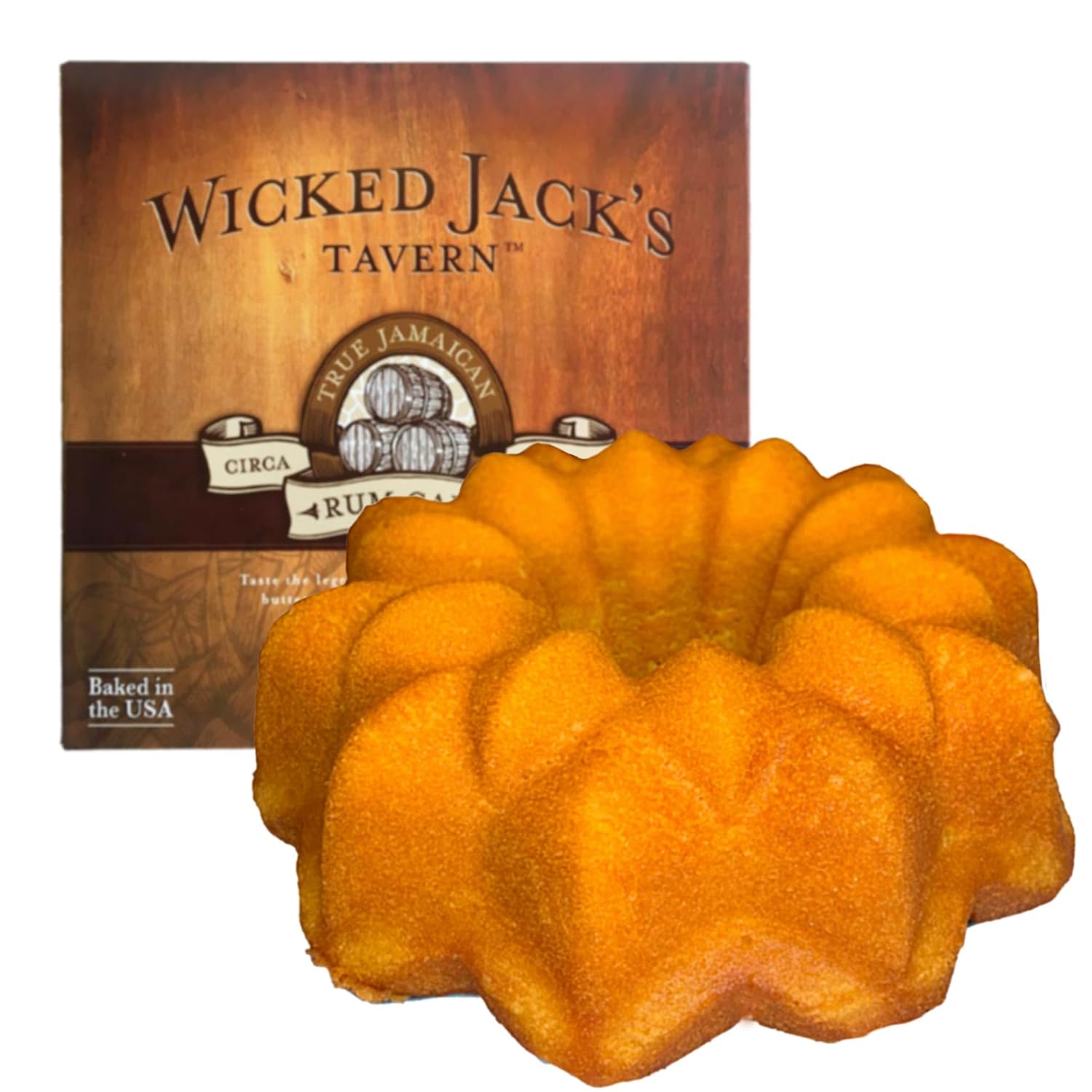 Wicked Jack’s Tavern 33oz True Jamaican Original Rum Cake Hand-Glazed Golden Cake Gourmet Birthday, Thank You & Gift Basket Dessert