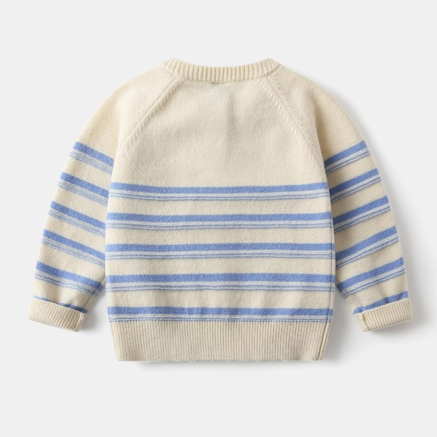 Oplxuo Boys Girls Striped Henley Knit Sweater Long Sleeve Casual Pullover