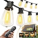 addlon 54(48+6) FT Solar String Lights Waterproof,Patio Lights Solar Powered with Remote & USB Port 15+1 LED Shatterproof Bulbs 3 Light Modes, Dimmable Solar Light for Camping Backyard Garden