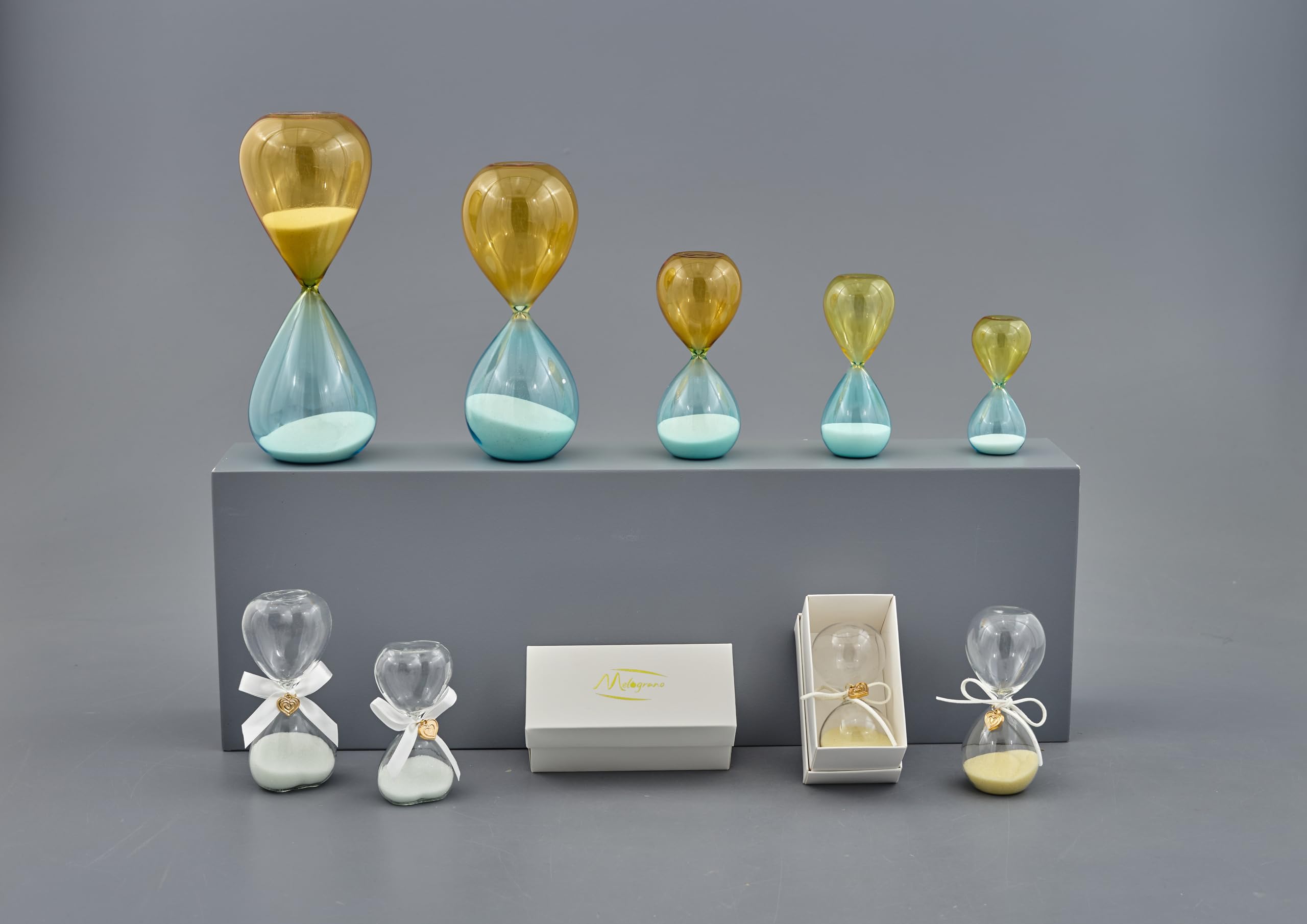 Doni Bomboniere Matrimonio 6PZ Clessidra con Sabbia Ocra Partecipazioni Utili 50 Anniversario Promessa Complete Wedding Idee Originali Economiche Eleganti Nozze Particolari al Collo Nastrino Bianco E