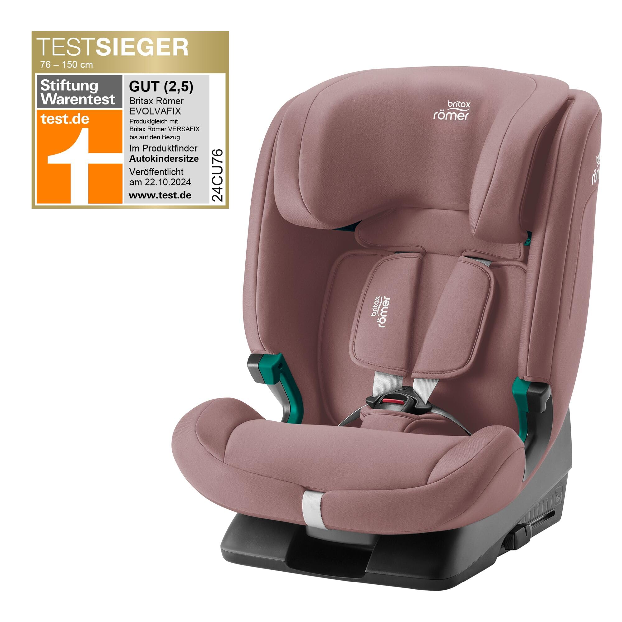BRITAX RÖMER Seggiolino Auto EVOLVAFIX, con ISOFIX, bambini de 76-150 cm (i-Size), da 15 mesi a 12 anni, Dusty Rose