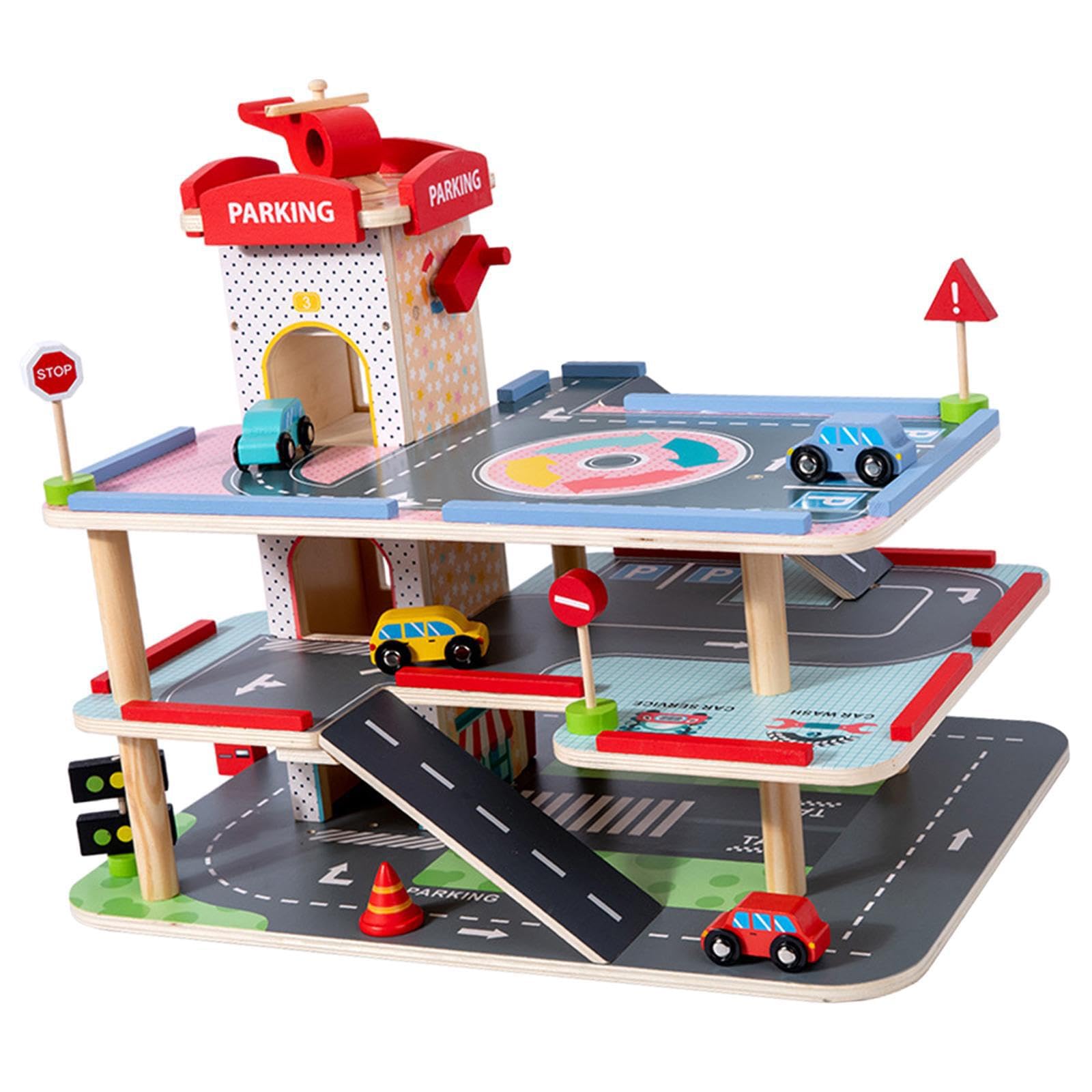 QUXVUIS Parcheggio per bambini, gioco educativo, pista da corsa per bambini, mini auto giocattolo, parcheggio per, veicoli giocattolo per, garage per auto