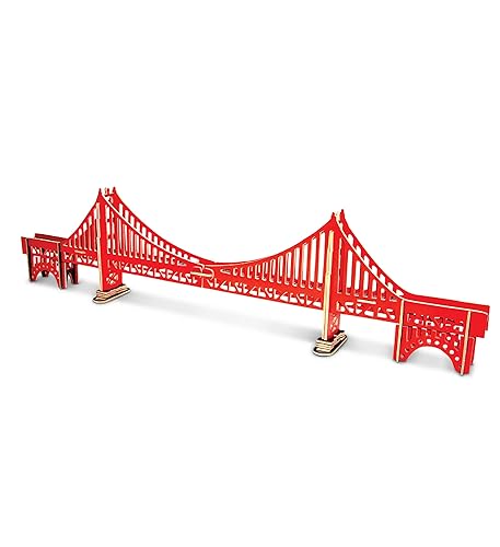 Puzzled 3D Puzzle Colorful Golden Gate Bridge Wood Craft Construction