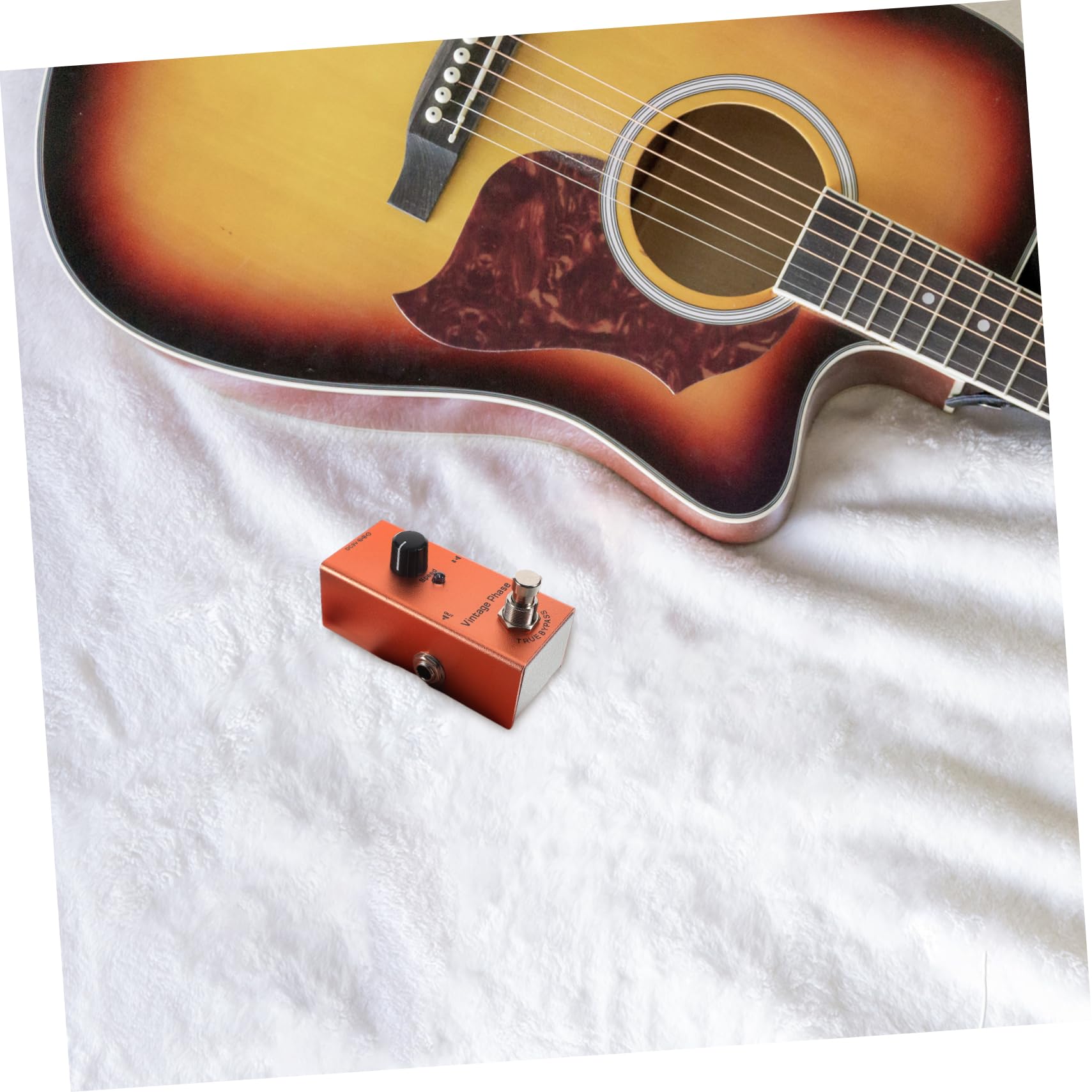 Pedale Effetto Phaser Vintage Mini per Chitarra Elettrica | Bypass True, Indicatore Chiaro, Struttura in Metallo Arancia, Uso su Chitarra Elettrica e Registrazione