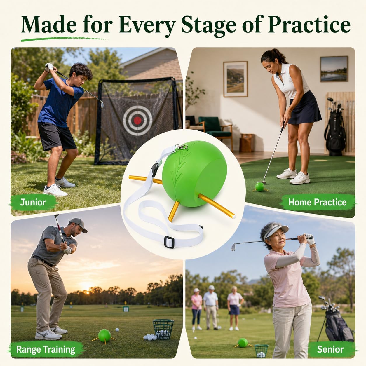 HERZ The Connector Golf Swing Trainer - Golf Training Aid Ball for Arm Body Connection, Upgraded Foam Swing Corrector for Driving Range Backyard Course Practice, All Skill Levels